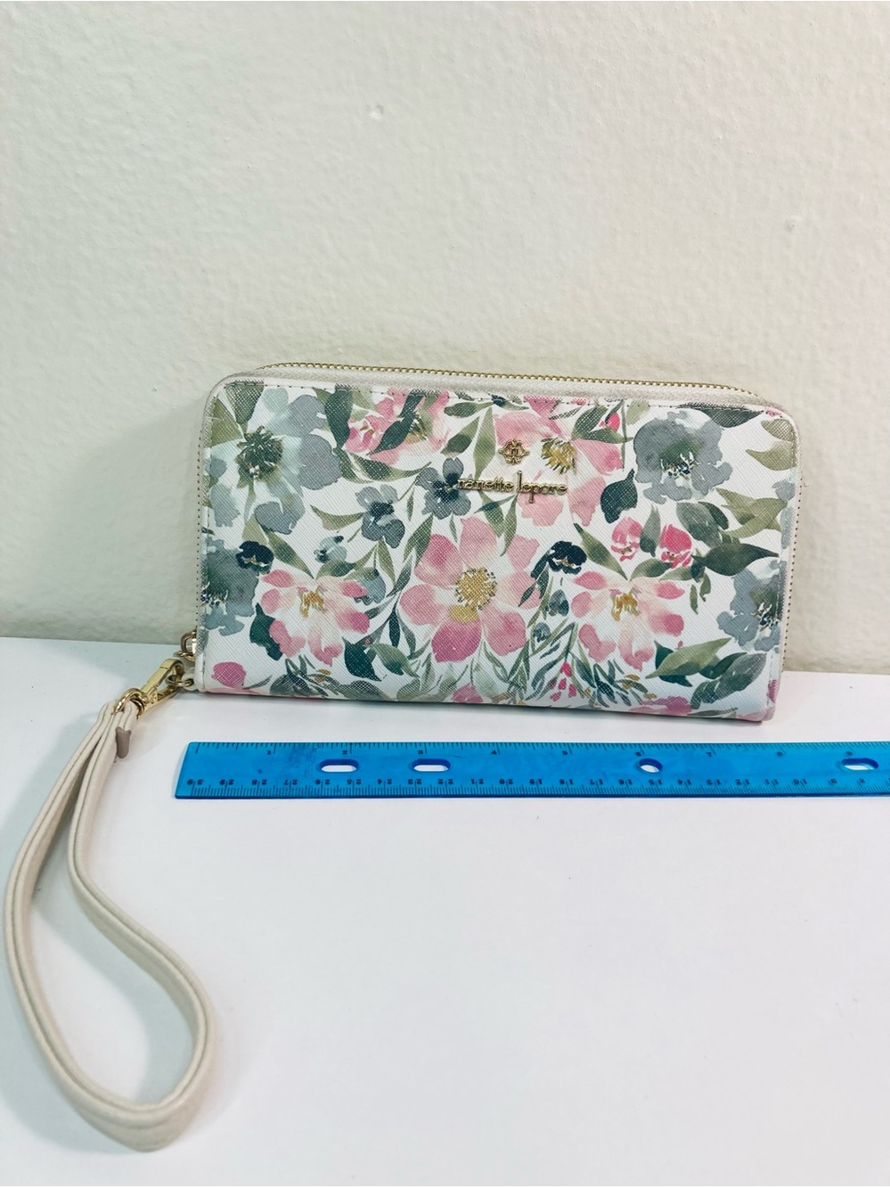 LIKE NEW Nanette Lepore Floral Zip-Around Wallet Wristlet - Pink & Green